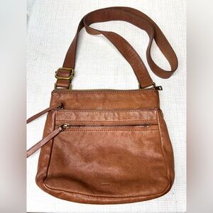 Fossil Corey Crossbody Bag Brown Leather Adjustable Shoulder Strap EUC
